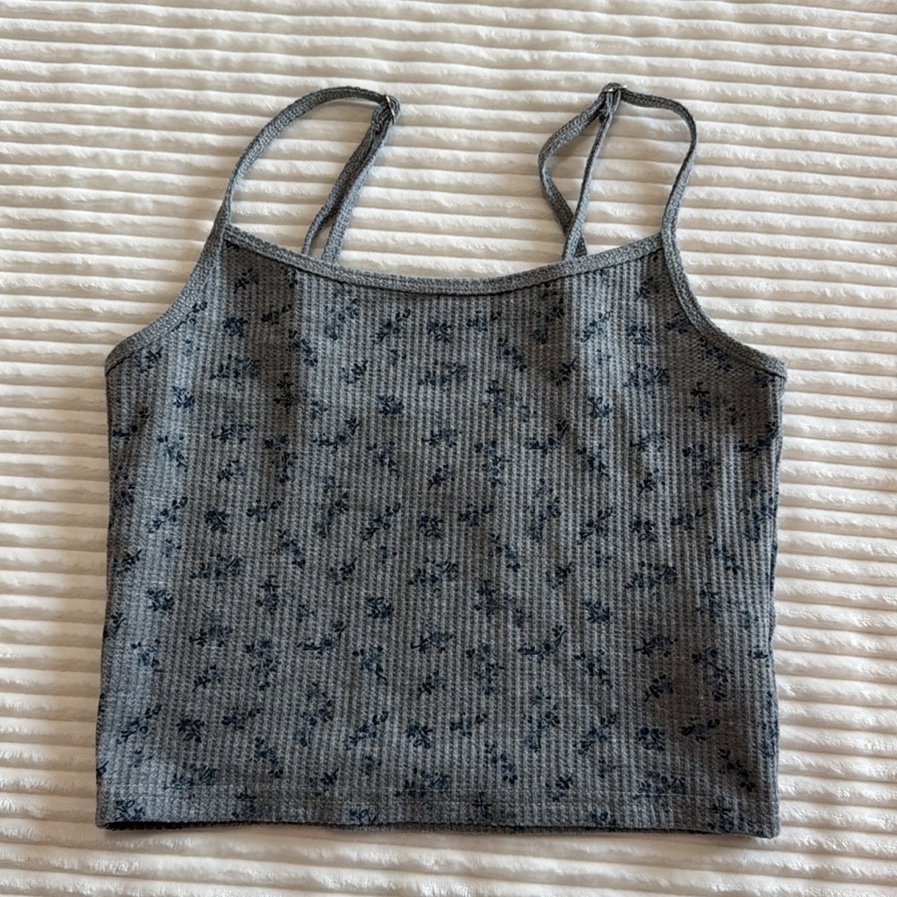 Edikted Set of 2 Spaghetti Strap Cropped Ribbed Tank Tops Floral Stripe Lace XS - Picture 8 of 14